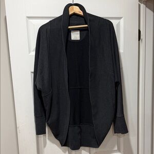 Bluenotes Black Open-Front Draped Cardigan